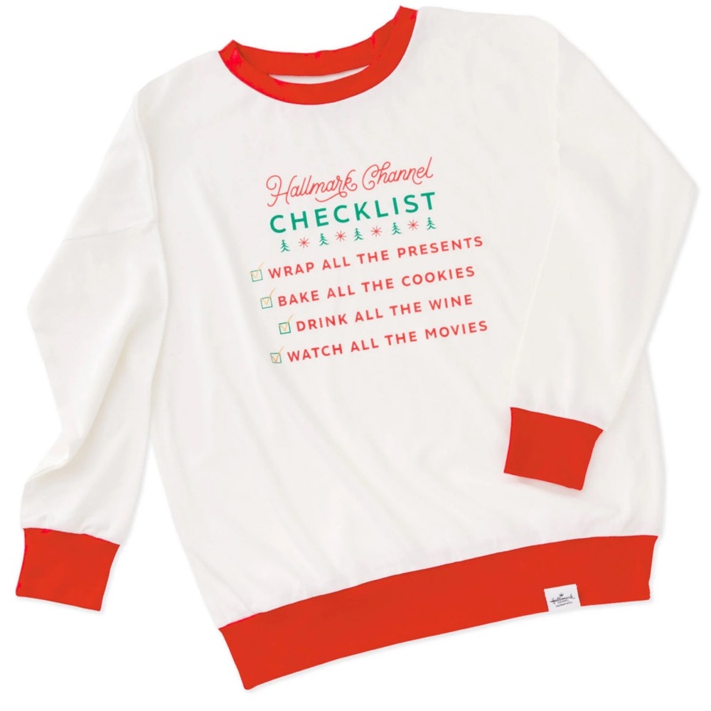 ✨🆕🎄🛷HALLMARK CHANNEL CHECKLIST, WRAP, BAKE, DRINK, WATCH, LS SWEATSHIRT🎄🛷